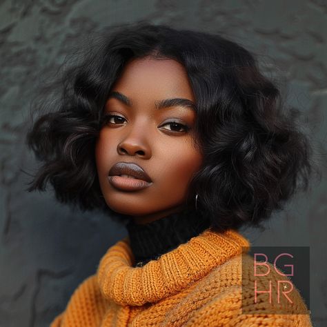 Rock Your Fluff: Mastering the Fluffy Bob Hairstyle for Black Women – Black Girls Hair Rocks Curly Bob Haircut With Bangs, 70s Black Hairstyles, 90s Bob Black Women, Short Curly Bob With Bangs, Fluffy Bob Black Women, Silk Press Natural Hair Styles, Beachy Bob, Curly Bob With Bangs, French Bobs