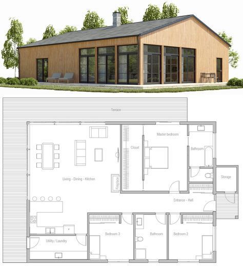 House Plan Plan Floor, Shed Home, Plan House, Small House Plan, Shed Homes, Barn Style House, Metal Building Homes, Barn House Plans, Bedroom House Plans