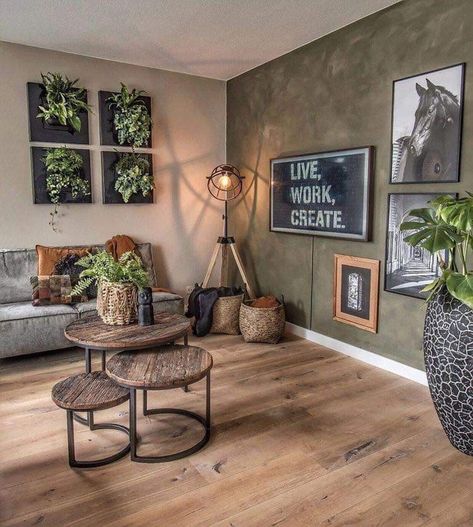 Earth Tone Living Room, Earthy Living Room, Earthy Home Decor, Earthy Home, Industrial Livingroom, Industrial Living, Natural Home Decor, Living Room Decor Apartment, A Living Room