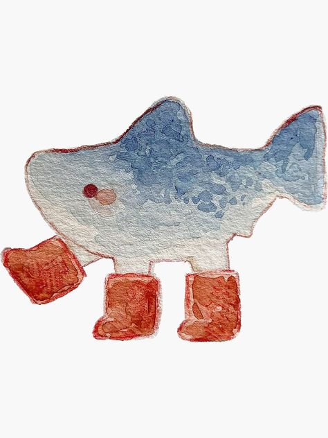 "Shark in Boots" Sticker for Sale by artizzzy Water Bottle Design Paint, Shark Art Cute, Shark Core, Cute Little Drawings Doodles, Prehistoric Sharks, Little Drawings Doodles, Shark Doodle, Jeff The Land Shark, Sticker Art Ideas