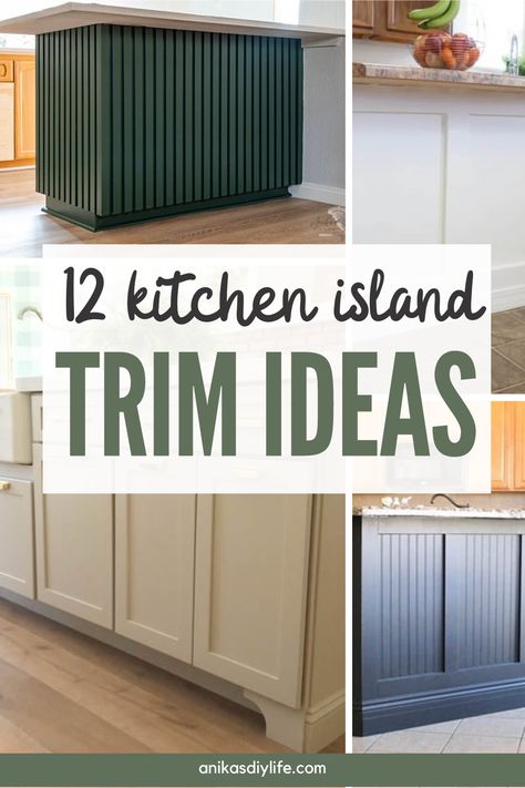 Redo Island In Kitchen, Kitchen Island Redo Diy Ideas, Updating Island Kitchen, Update Kitchen Cabinets With Trim, Trim Around Kitchen Cabinets, Small Kitchen Island Makeover, Trim For Kitchen Island, Counter End Cap Ideas, Update Kitchen Island Ideas