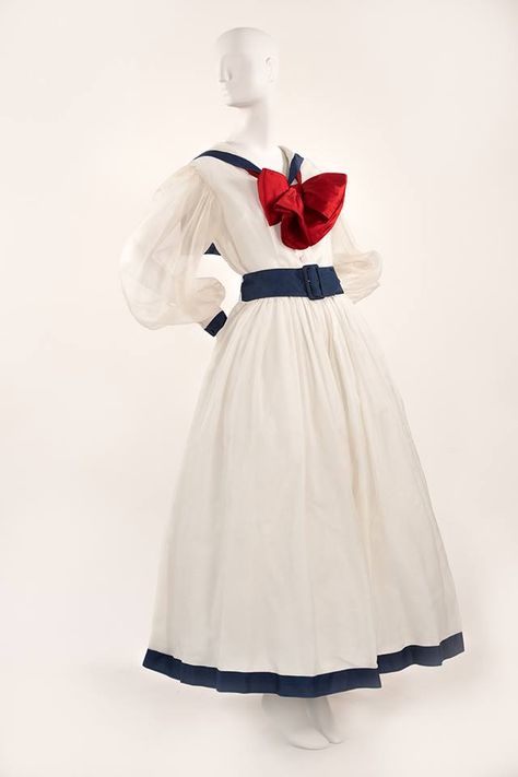 Norman Norell, sailor dress, spring 1968. 50s Sailor Dress, Victorian Sailor Dress, Sailor Dress Women, Victorian Sailor, Sailor Clothes, Vintage Sailor Dress, Motif Soutache, Norman Norell, Sailor Outfit