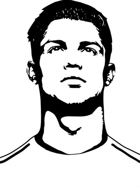 Cristiano Ronaldo stencils and template Ronaldo Sketch, Ronaldo Stencil Drawing, Ronaldo Line Art, Ronaldo Outline Drawing, Cristiano Ronaldo Portrait Drawing, Cristiano Ronaldo Canvas Painting, Abs And Cardio Workout, Art Drawings Sketches Simple, Lino Print