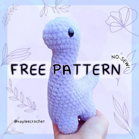 🦕 FREE PATTERN 🦕 🦕 This is a no-sew brontosaurus crochet pattern, and... it's free! (Edit) R16 of the body should be (16) sts R9 of the… | Instagram Crochet Amigurumi Quick, Plush Dinosaur Crochet Pattern, Crochet Stuffed Dinosaur Free Pattern, Crochet One Color Projects, Small Dino Crochet Pattern Free, Crochet Plushies Pattern Free No Sew, No Sew Crochet Plushies, Brontosaurus Crochet Pattern Free, Crochet Brontosaurus Patterns Free