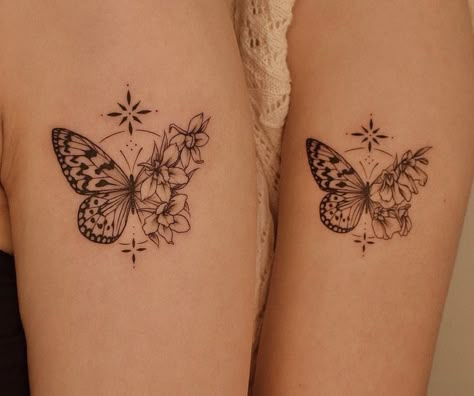 Half And Half Tattoos, Couples Tattoos Meaningful, Butterfly Half Flower Tattoo, Half Butterfly Half Flower Tattoo, Half Flower Tattoo, Simple Tattoo Ideas For Men, Tattoo Borboleta, Half Butterfly, Simple Tattoo Ideas