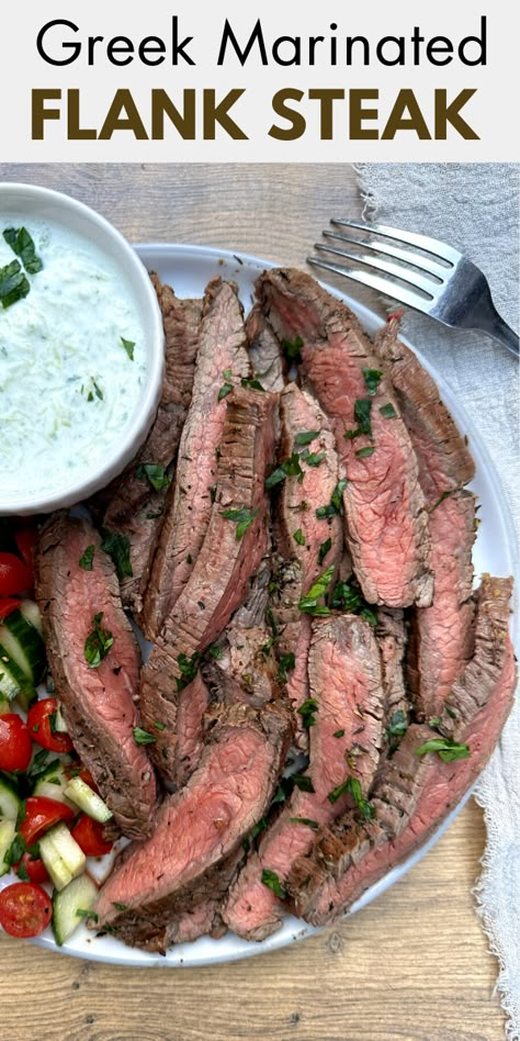 Greek Meat Marinade, Cuban Flank Steak Marinade, Protein House Recipes, Mediterranean Recipes Steak, Mediterranean Marinade Beef, Greek Beef Marinade, Greek Skirt Steak Marinade, Steak Mediterranean Recipes, Mediterranean Skirt Steak