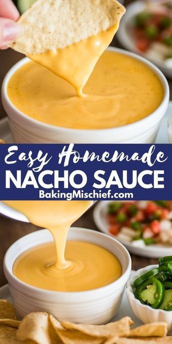 This quick and easy nacho cheese sauce is perfect for pouring over nachos, veggies, and soft pretzels. | #nachos | #appetizers | #GameDay Easy Nacho Cheese Recipe, Easy Nacho Cheese Sauce, Nacho Cheese Recipe, Easy Nacho Cheese, Nachos Cheese Recipe, Nacho Sauce, Easy Gravy Recipe, Easy Nachos, Homemade Nachos