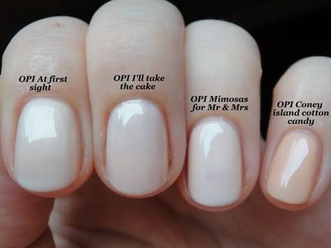 <3 OPI's Mimosas for Mr. & Mrs. Opi Milky White, Milky White Nail Polish, Neutral Wedding Nails, Milky White Nail, Opi Nail Colors, Milky Nails, Gel Nail Colors, White Nail Polish, White Nail