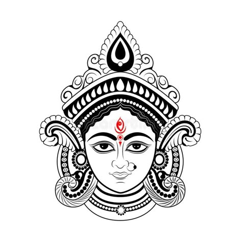 Illustration about Illustration of Goddess Durga Face in Happy Durga Puja Subh Navratri Indian religious header banner background. Illustration of culture, bengali, bengal - 158180335 Durga Maa Paintings Face, Durga Mata Sketch, Goddess Durga Paintings, Durga Goddess Art, Durga Face Painting, Durga Maa Sketch, Durga Maa Art, Durga Maa Face, Maa Paintings