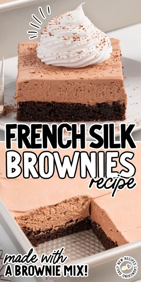 French Silk Brownies French Silk Brownies, Steak Healthy, Tuna Healthy, Zucchini Healthy, Broccoli Healthy, Classic Brownies Recipe, Recipes Tuna, Brownies Healthy, Recipes Spinach