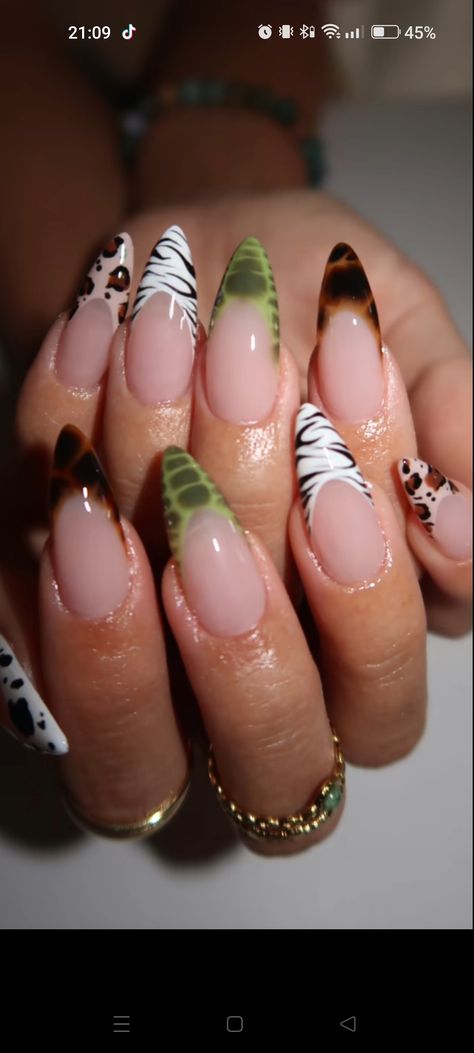 Simple Acrylic Nails For Winter, Nails That Stand Out, 90 Nail Designs, Gel X Nails New Years, Y2k New Years Nails, Different Animal Print Nails, Pink Cheetah Print French Tip Nails, Purple And Cheetah Nails, 2000s Nail Inspiration