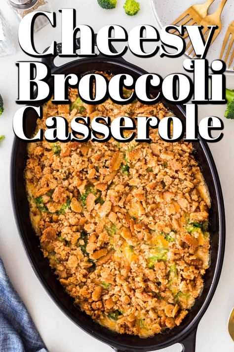 This Traditional Cheesy Broccoli Casserole is like mom would make for the holidays or Sunday supper. It is a pure comfort vegetable. Rice Mushroom Casserole, Brussel Sprouts And Butternut Squash, Thanksgiving Side Dish Ideas, Potatoes Brussel Sprouts, Side Dishes For A Crowd, Dishes For A Crowd, Chicken Chilli, Homemade Slaw, Side Dish Ideas