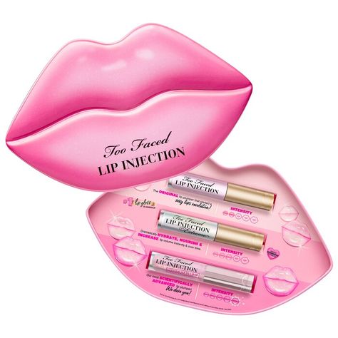 Lip Injection Plump Challenge Instant & Long-Term Lip Plumper Set - Too Faced | Sephora Extreme Lip Plumper, Sephora Holiday, Lip Plumpers, Too Faced Lip Injection, Abdominal Binder, Lip Injection Extreme, Holiday Lip, Fuller Lips, Lip Plumping