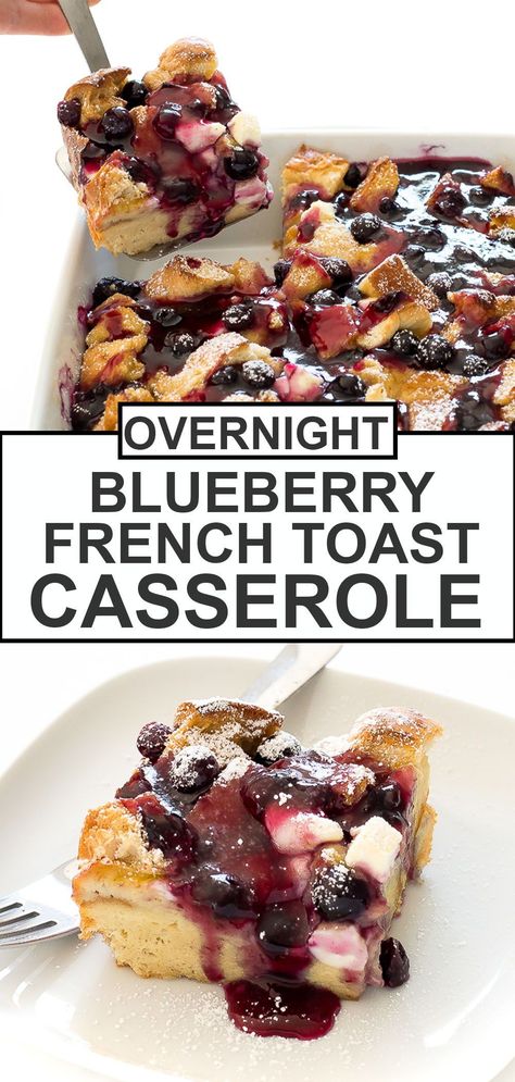 Blueberry Cream Cheese Overnight French Toast, Overnight Blueberry Cream Cheese French Toast Bake, Blueberry Cream Cheese Breakfast Bake, Over Night French Toast Recipe, Overnight Blueberry Cream Cheese French Toast Casserole, Overnight French Toast Casserole With Cream Cheese, Overnight Blueberry French Toast Bake, Overnight French Toast With Cream Cheese, Baked Blueberry French Toast