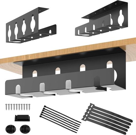 Amazon.com: Cable Management Under Desk, 2 Pack 15.75 inch Metal Cable Management Tray Table Cable Raceway for Office & Home with Wire Organizer and Desk Cord Organizer Black : Electronics Desk Cable Management Hiding Cords, Cable Management Diy, Hide Electrical Cords, Tech Home Office, Under Desk Cable Management, Organize Cables, Cable Management Desk, Desk Cable Management, Desk Table Top