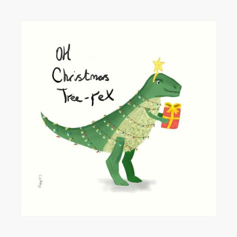 Christmas tree rex trex present dinosaur Get my art printed on awesome products. Support me at Redbubble #RBandME: https://www.redbubble.com/i/art-print/Christmas-tree-rex-by-CharlotWhiteing/64973336.1G4ZT?asc=u Tree Rex, Buy Christmas Tree, By Charlotte, Puns, Awesome Products, Independent Artist, My Art, Christmas Tree, Wonder