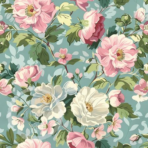 A collection of botanical flower clip art perfect for enhancing personal branding materials, including logos and business cards. Digital Fabric Design, Floral Print Patterns Vintage, Digital Floral Prints, Vintage Floral Prints, Floral Desing, Chintz Pattern, Flower Clip Art, Floral Chintz, Chintz Fabric