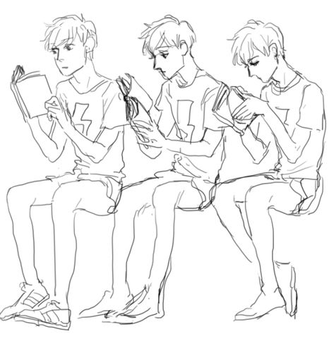 ALMOST AS COOL AS YOU — im having a hard time thinking of poses to... Book Reading Pose Drawing, Sitting And Reading Pose Drawing, Reading Drawing Reference Poses, Reading Reference Drawing, Character Reading Book Pose, Person With Book Reference, Person Reading Drawing Reference, Holding A Book Drawing Reference, Pose Reference Reading