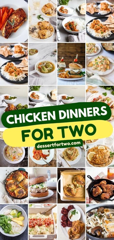 Want more chicken recipes for two? Check out these easy dinner ideas! Here, you'll find lots of chicken dinners, including chicken breasts, chicken thighs, bone-in, skin-on, boneless, skinless, and more! Enjoy cooking for two! Chicken For Two Easy, Small Batch Chicken Recipes, Chicken Dinner For One Person, Chicken Dishes For Two, Easy Chicken Dinner Recipes For Two, Chicken Thigh Recipes For Two, Chicken Thigh Dinners Meals, One Person Chicken Meals, Chicken Recipes For 2 People