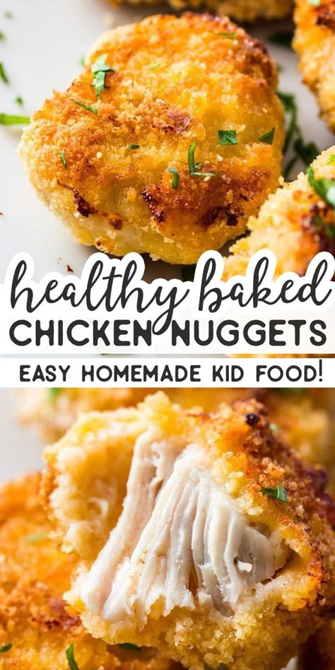 Baked Chicken Nuggets Recipes, Healthy Chicken Family Dinners, Easy Chicken Nuggets Baked, How To Make Healthy Chicken Nuggets, Healthy Baked Chicken Nuggets, Easy Diy Chicken Nuggets, Homemade Frozen Chicken Nuggets, Easy Healthy Chicken Nuggets, Homemade Nuggets For Kids