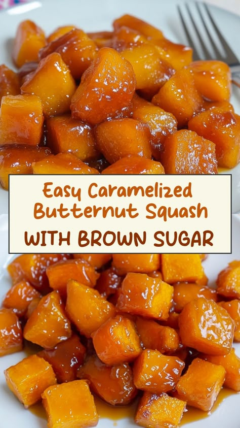 Indulge in the rich, buttery flavor of caramelized butternut squash with brown sugar. This delectable dish is the perfect balance of sweet and savory, making it a crowd-pleasing side for any meal. The caramelization adds a deep, nutty taste to the tender squash, creating a mouthwatering experience with every bite. Whether you're craving a comforting fall side dish or looking to impress your guests, this recipe is sure to become a favorite at your table. Caramelized Butternut Squash, How Do You Cook Butternut Squash, Sautéed Butternut Squash, Steamed Butternut Squash, Butternut Squash Bars, Honey Butternut Squash Recipes, Sweet Squash Recipes, Butternut Squash Sides, Sweet Butternut Squash Recipes