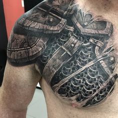 ရောမ Tattoo, Armor Sleeve Tattoo, Armour Tattoo, Witcher Tattoo, Shoulder Armor Tattoo, Body Armor Tattoo, Armor Tattoo, Mens Shoulder Tattoo, Warrior Tattoos