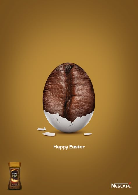 Nescafé Gold Easter Ad. on Behance Coffee Ads, Nescafe Gold, Coffee Advertising, Visual Metaphor, 광고 디자인, Creative Advertising Design, Publicidad Creativa, Food Poster Design, Coffee Poster