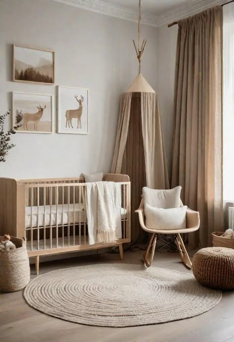 Brown Nursery, Beige Nursery, Dreamy Nursery, Baby Room Neutral, Nursery Room Design, Kids Bedroom Design, Baby Room Inspiration, Nursery Room Inspiration, Baby Room Design