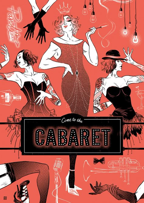 Cabaret Poster Design, Cabaret Party Theme, Cabaret Illustration, 1920s Cabaret, Cabaret Aesthetic, Irish Illustration, Burlesque Poster, French Cabaret, Cabaret Poster