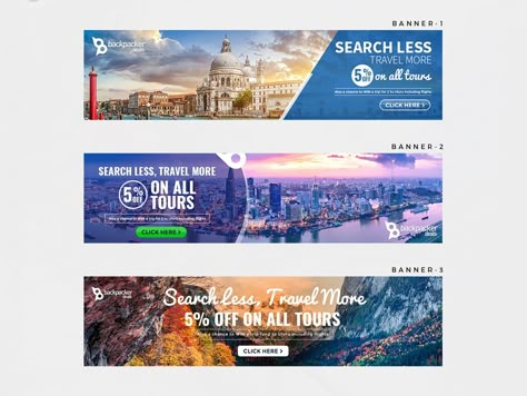 Travel Banner Design, Leaderboard Banner, Email Banner, Travel Banner, Banner Design Ideas, Bill Board, Website Banner Design, Banner Design Layout, Banners Design