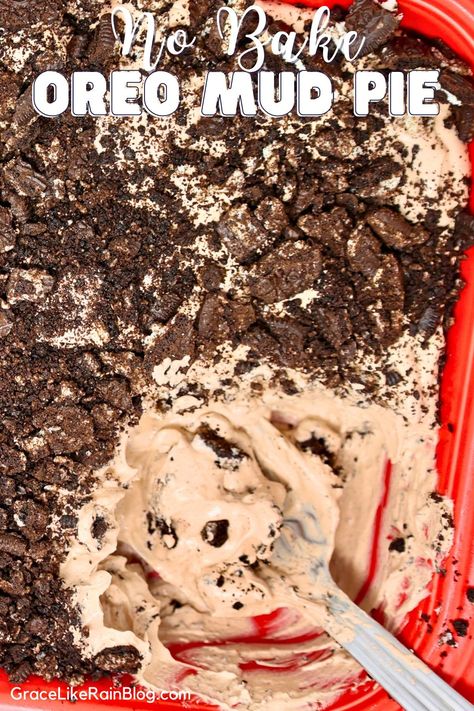 No Bake Oreo Mud Pie - Grace Like Rain Blog Mississippi Mud Pudding Dessert, Pudding Mud Cups Dirt Cake, Dirt Pudding Recipe Easy No Cream Cheese, No Bake Dirt Cake, Dirt Salad Oreo, Oreo Mud Pie Dirt Cake Chocolate Pudding, No Bake Oreo Mud Pie, Oreo Mud Pie Dirt Cake, Oreo Dirt Cake Recipe Easy