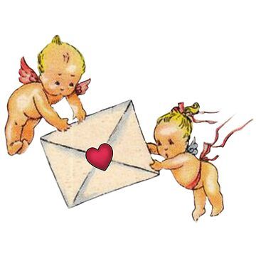 "Coquette Vintage cherub love letter " Sticker for Sale by Pixiedrop | Redbubble Vintage Valentine Drawing, Old Valentines Vintage, Vintage Cupid Valentine, Cupid De Locke, Vintage Love Stickers, Vintage Angel Aesthetic, Cherub Cartoon, Kewpie Valentine, Groovy Doodles