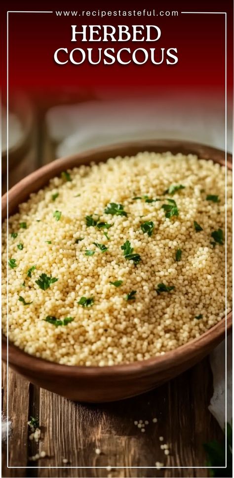 This light and fluffy couscous, enhanced with fresh herbs and a splash of lemon, is the perfect side dish to balance out rich holiday meals like Thanksgiving. #HerbedCouscous #HealthySideDish #ThanksgivingSideDish #CouscousRecipe #VegetarianSideDish #HolidayMeals #LemonHerbCouscous #FluffyCouscous Herbed Couscous, Couscous Dishes, Couscous Salad Recipes, Mediterranean Couscous, Meat Salad, Couscous Recipes, Vegetarian Side Dishes, Juice Fast, Couscous Salad