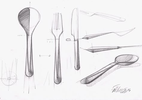 Spoon Design, Flatware Design, Basic Sketching, Salad Spoon, Architecture Blueprints, Structural Drawing, Kitchenware Design, Cutlery Design, Product Sketch