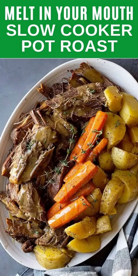 Roast With Potatoes And Carrots Instapot, Roast Potatoes Carrots Crockpot, Crockpot Roast And Potatoes And Carrots, Roast In Crockpot Recipe Easy, Pot Roast Crock Pot Recipes Slow Cooker Crockpot Easy, Ranch Pot Roast Slow Cooker, Melt In Your Mouth Pot Roast Slow Cooker, Easy Easter Crockpot Recipes, Chuck Roast And Potatoes In Crockpot