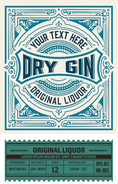 Gin Label Design, Rakel Sablon, Gin Label, Antique Logo, Liquor Bottle Labels, Bottle Logo, Whiskey Label, Alcohol Packaging, Bottle Label Design