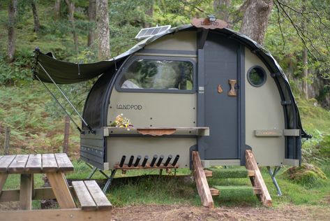 Small Pontoon Boats, Unique Glamping, Camping Pods, Oak Tables, Contemporary Garden Rooms, Glamping Pods, Camping Pod, A Frame Cabins, Off Grid Cabin