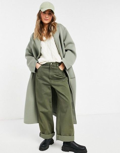 Sage Green Coat Outfit, Outfits For Cool Weather, Green Coat Outfit, Mint Green Outfits, Mint Jacket, Cute Travel Outfits, Faux Leather Biker Jacket, Green Sage, Western Jacket