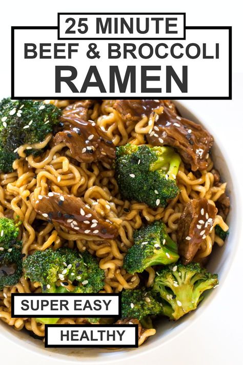 There are so many reasons to love this one skillet Beef and Broccoli Ramen. It’s everything you love about beef and broccoli but with ramen noodles! This 30-minute dinner recipe is easy to make, and the perfect comfort food for busy weeknights. Forget take-out, and make this simple, beef ramen noodle recipe tonight! | chefsavvy.com #beeframen #broccolibeef Beef Broccoli Ramen, Beef And Broccoli Ramen, Broccoli Ramen, Noodles Dinner, Beef Broccoli, Beef And Broccoli, One Skillet, Fall Dinner Recipes, Dinner Recipes Easy Quick