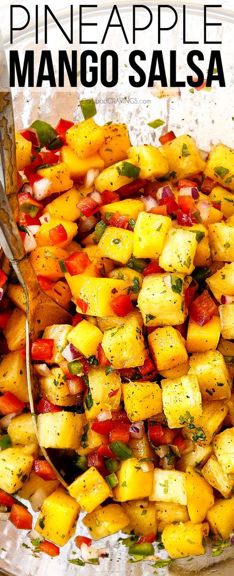 Salsa Pineapple, Pineapple Mango Salsa, Make Ahead Appetizer, Mango Pineapple Salsa, Tacos Chicken, Pineapple Salsa Recipe, Grilled Tuna, Mango Salsa Recipes, Salsa Ingredients