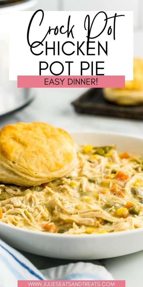 Crockpot Chicken Pot Pie No Cream Of, Crock Pot Chicken Pot Pie With Biscuits Easy, Chicken Pie Crockpot Recipes, Crockpot Meals Chicken Pot Pie, Chicken Pot Pie Crock Pot Frozen Veggies, Chickenpotpie Recipes Crockpot, Croc Pot Chicken Pot Pie Easy Recipes, Biscuit Chicken Pot Pie Crockpot, Slow Cook Chicken Pot Pie