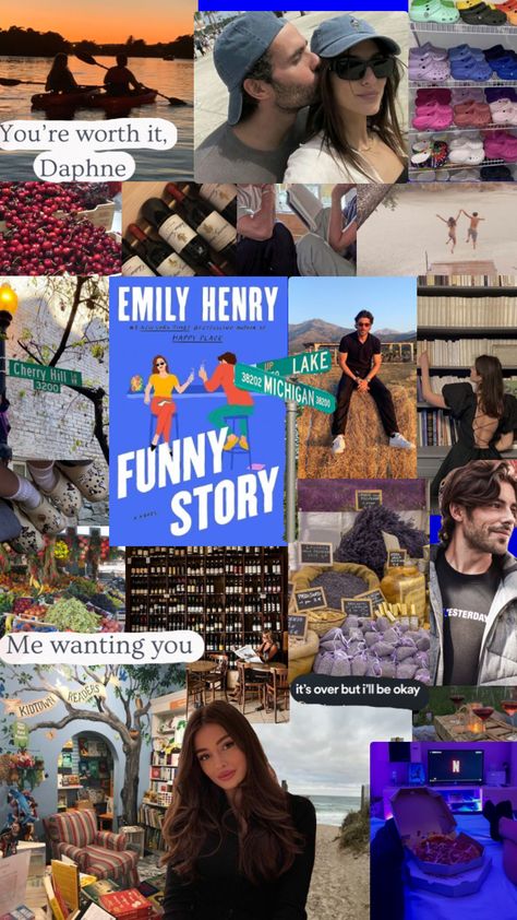 Funny Story Aesthetic, Funny Story Emily Henry Aesthetic, Funny Story Emily Henry, Book Character Aesthetic, Reader Rabbit, Books Edits, Book Collage, Bookshelf Inspiration, Book Reading Journal