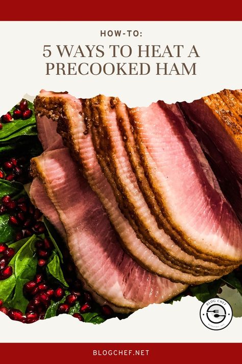 Wondering how to heat a precooked ham? Here's the how-to on five ways: bake the ham in the oven, heat the ham in the slow cooker or Instant Pot, microwave it, or grill it. How To Cook A Half Ham In The Oven, Heating Precooked Ham In Oven, Cooking A Precooked Ham In Oven, Football Ham Recipes, How Much Ham Per Person, Heat Ham In Crockpot, Hickory Ham Recipes, Heating Spiral Ham In Oven, How To Prepare A Fully Cooked Ham