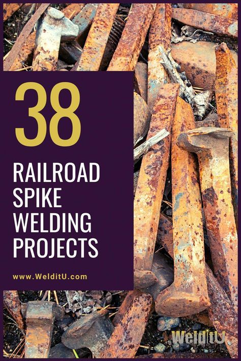 #SimpleWeldingProjects Railroad Spike Art Ideas, Welded Chain Projects, Easy Welding Projects Ideas Diy, Railroad Spikes Crafts Diy, Railroad Spike Projects, Railroad Nails Ideas, Diy Railroad Spikes Ideas, Silverware Welding Projects, High School Welding Projects