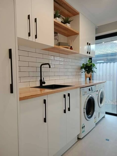 Laundry Bathroom Combo, Laundry Reno, Laundry Makeover, Stylish Laundry Room, Dream Laundry Room, Laundry Room Layouts, Laundry Design, Mudroom Laundry Room, Laundry Room Renovation