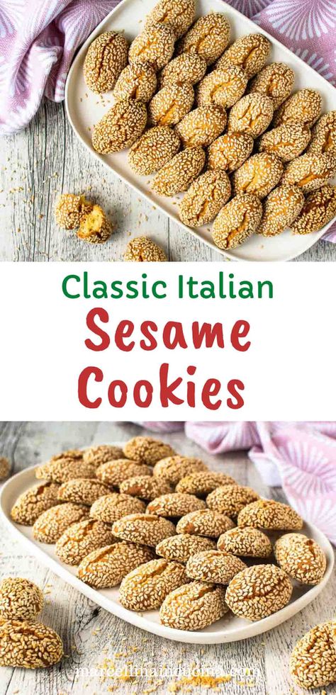 Sesame Seeds Cookies, Italian Sesame Cookies, Sesame Cookies Italian, Italian Sesame Cookies Recipe, Italian Bakery Cookies, Sesame Seed Cookies Recipe, Sesame Cookies Recipe, Roe Recipes, Italian Sesame Seed Cookies