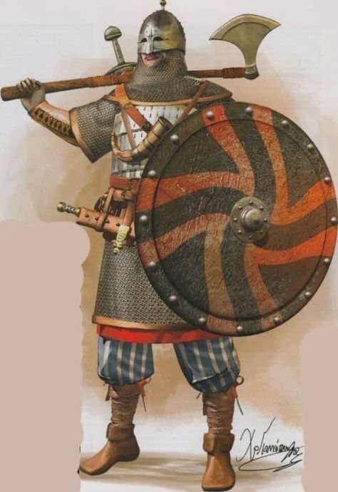 Byzantine Army: Organization, Units, and Evolution Russian Knight, Byzantine Army, Varangian Guard, Arte Viking, Costume Viking, Viking Armor, Historical Warriors, A Knight's Tale, Eastern Roman