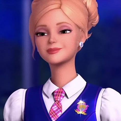 Barbie School Princess, Delancy Devin, Barbie Movie Aesthetic, Old Barbie Movies, Barbie Princess Charm School, Cartoon Template, Devin Art, Old Barbie, Princess Charm School