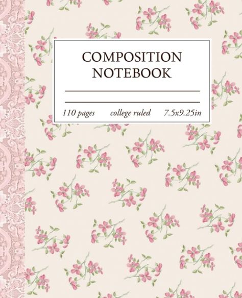 Composition Notebook College Ruled: Light Pink Floral Coquette Aesthetic Journal For Women: Amazon.co.uk: Moncrieff Vintage: Books Book Cover Art Diy, Cottagecore Pink, Composition Notebook Covers, Pink Notebook, Notebook Cover Design, Custom Ipad, Aesthetic Journal, Composition Notebook, Book Cover Art