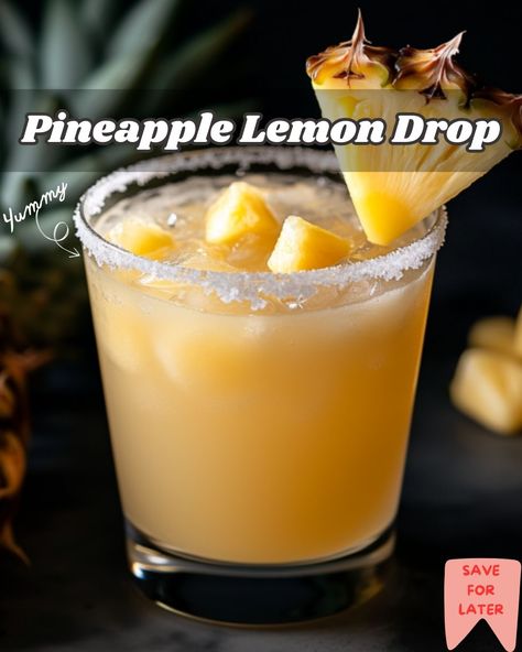 Pineapple Vodka Drinks, Lemon Drop Drink, Pineapple Cocktail Recipes, Drinks With Pineapple Juice, Vodka Recipes Drinks, Easy Mixed Drinks, Pineapple Vodka, Pineapple Benefits, Lemon Cocktail